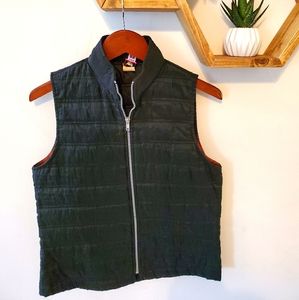 Black quilted vest Small Gray zipper Women's